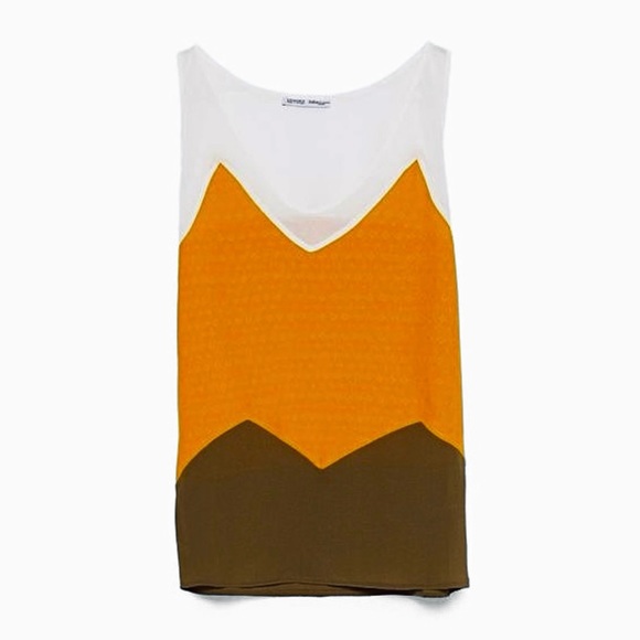ZARA W&B Collection Mixed Media Paneled Color Block Sleeveless Tank Top - Picture 7 of 14